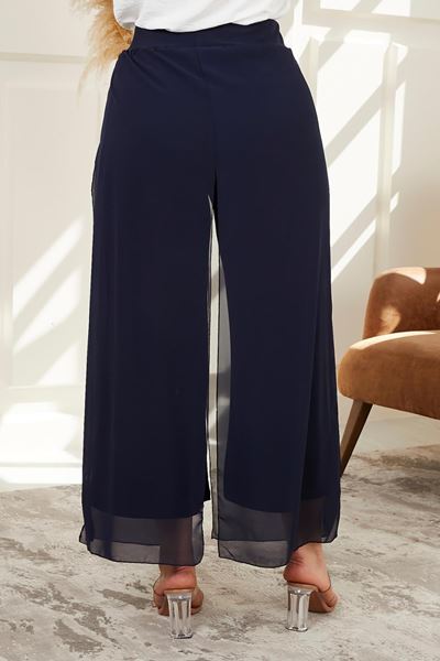 Immagine di CURVY GIRL CHIFFON NAVY BLUE  ELEGANT TROUSER